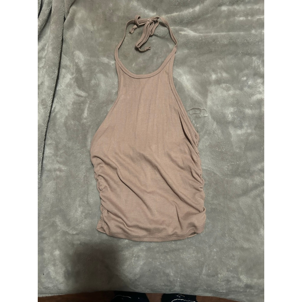 Women's Heart & Hips Beige Ribbed Halter Tank Top S